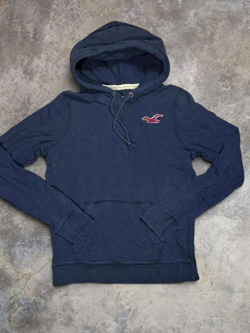 Hollister Navy Blue Logo Hoodie Sweatshirt Sz XL | Y2K | Cotton